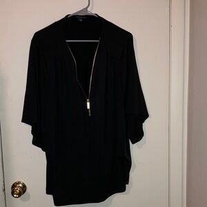 Zac & Rachel Black Blouse with Gold Zipper Size 2X